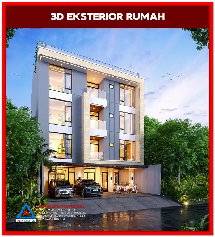 Desain Rumah Kost 3 Lantai Di Grand Galaxy Bekasi – Konsep kost modern dengan tampilan elegan, ruang efisien, dan fasilitas lengkap di lokasi strategis