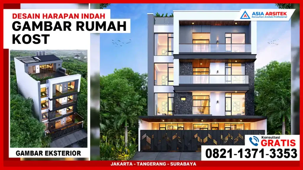 Jasa Desain Kost Eksklusif Di Harapan Indah Bekasi – Desain bangunan kost eksklusif dengan tampilan modern, tata ruang optimal, dan fasilitas lengkap yang cocok untuk hunian sewa premium di kawasan strategis
