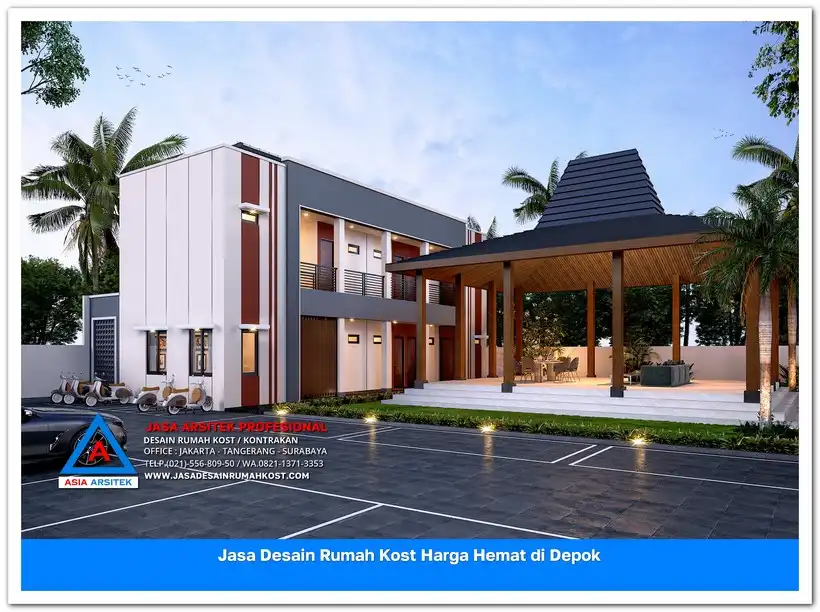 fasad Jasa Desain Rumah Kost Harga Hemat di Bojongsari Lama Depok