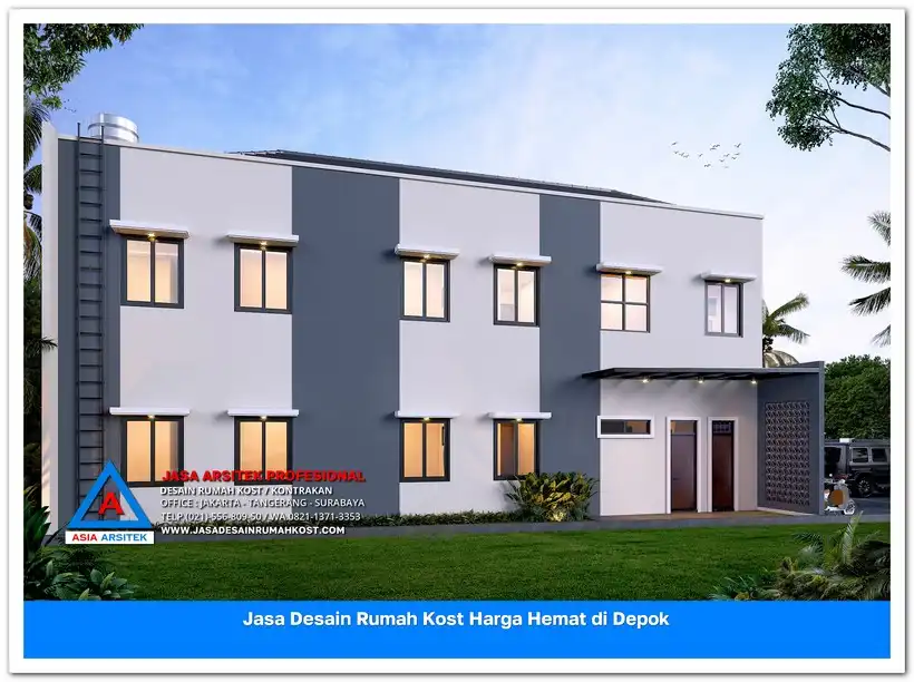 tampak belakang kos Jasa Desain Rumah Kost Harga Hemat di Bojongsari Lama Depok