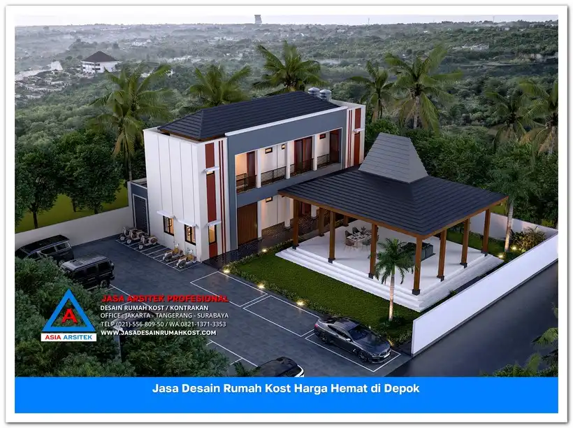 tampak atas Jasa Desain Rumah Kost Harga Hemat di Bojongsari Lama Depok