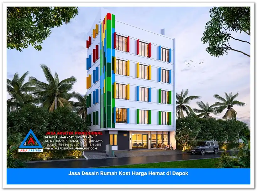 tampak depan Jasa Desain Rumah Kost Harga Hemat di Cilodong Depok