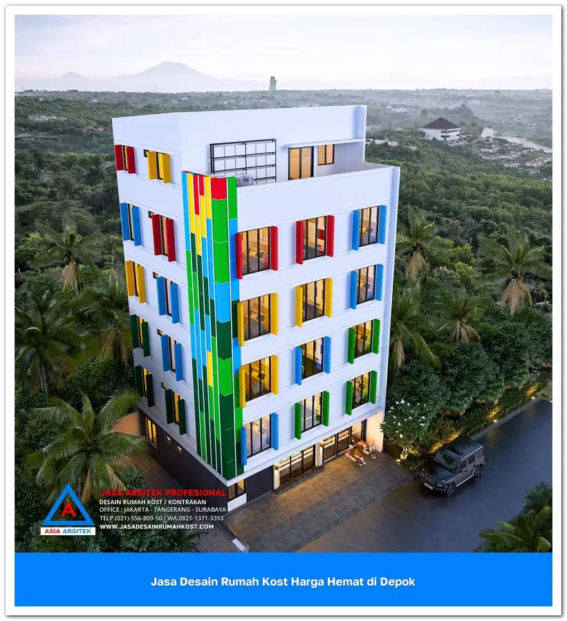 tampak atas Jasa Desain Rumah Kost Harga Hemat di Cilodong Depok