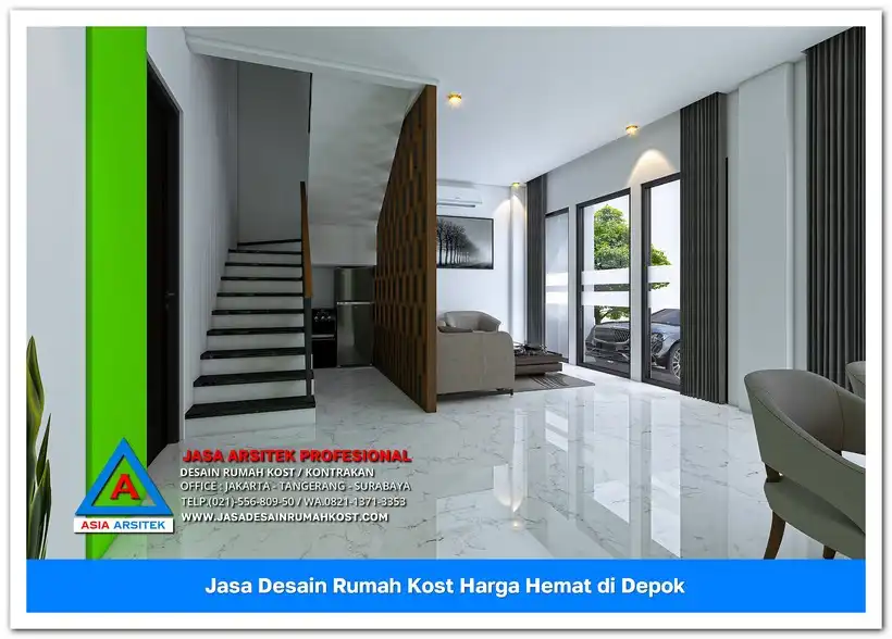 area tangga Jasa Desain Rumah Kost Harga Hemat di Cilodong Depok