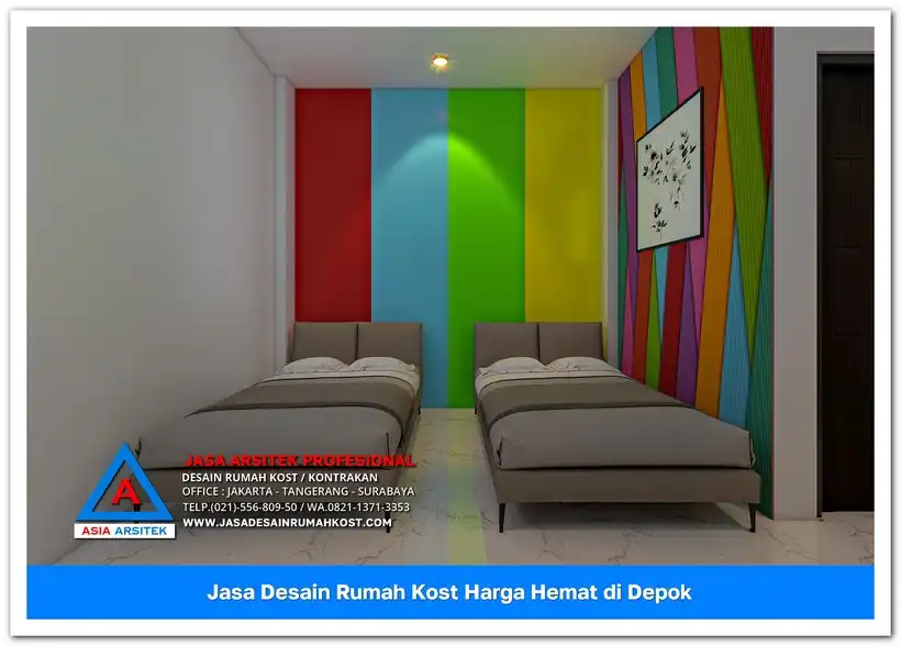 double bad kamar Jasa Desain Rumah Kost Harga Hemat di Cilodong Depok