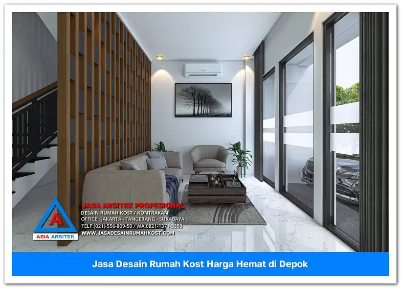 ruang duduk Jasa Desain Rumah Kost Harga Hemat di Cilodong Depok