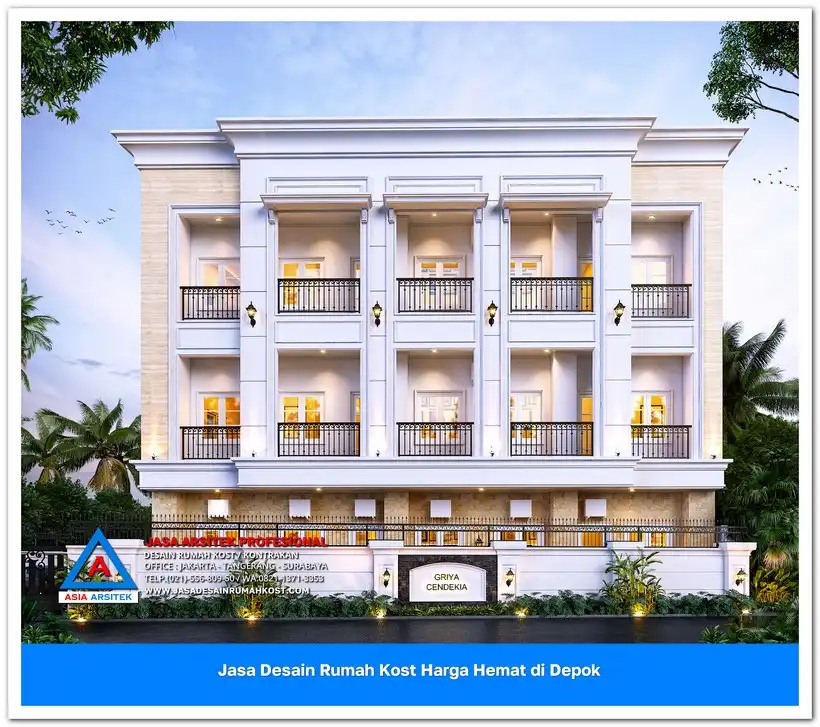 tampak depan Jasa Desain Rumah Kost Harga Hemat di Cinangka Depok