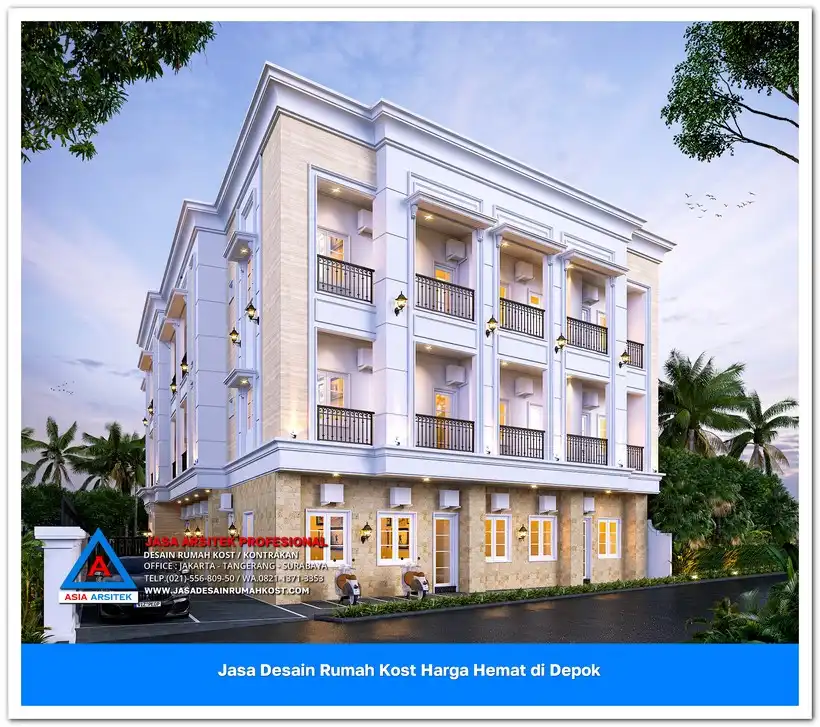 fasad Jasa Desain Rumah Kost Harga Hemat di Cinangka Depok