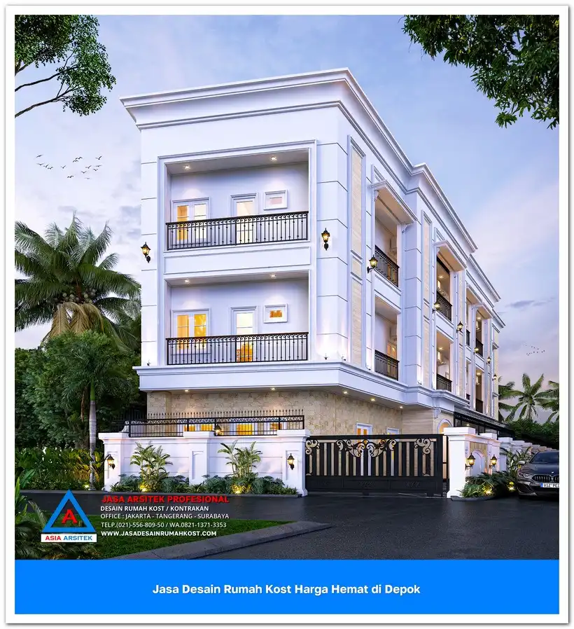 view samping Jasa Desain Rumah Kost Harga Hemat di Cinangka Depok