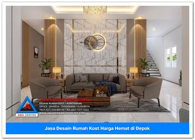 area lobby Jasa Desain Rumah Kost Harga Hemat di Cinangka Depok