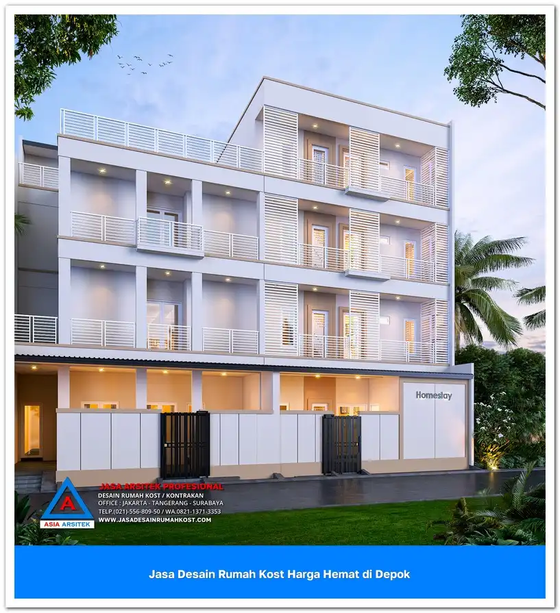 fasad rumah kost Jasa Desain Rumah Kost Harga Hemat di Cipayung Depok