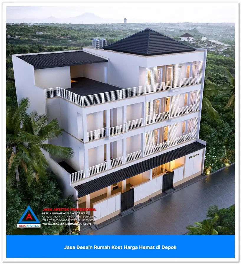 tampak atas rumah kost Jasa Desain Rumah Kost Harga Hemat di Cipayung Depok