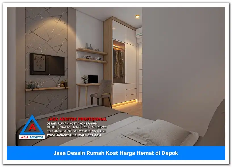 ruang tidur kost Jasa Desain Rumah Kost Harga Hemat di Cipayung Depok