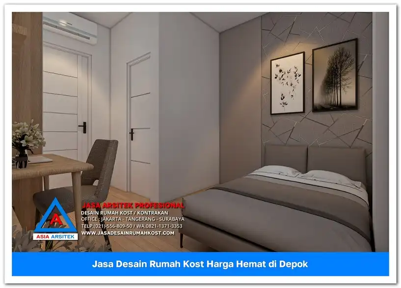 kamar tidur Jasa Desain Rumah Kost Harga Hemat di Cipayung Depok