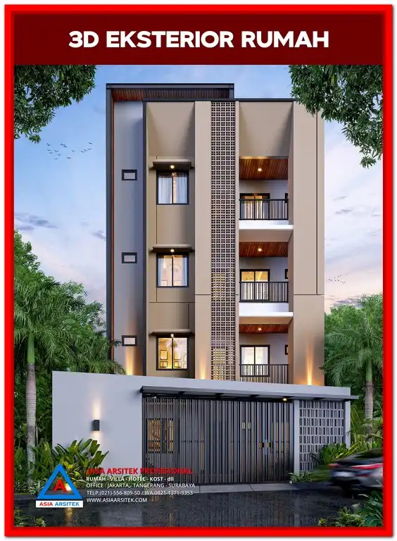 Jasa Desain Rumah Kost Murah Bekasi 2025 – Gambar desain rumah kost modern dan hemat biaya, cocok untuk lahan di kota Bekasi dengan konsep hunian sewa yang efisien.