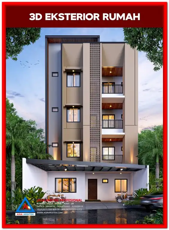 Jasa Desain Rumah Kost Murah Bekasi 2025 – Gambar desain rumah kost modern dan hemat biaya, cocok untuk lahan di kota Bekasi dengan konsep hunian sewa yang efisien.