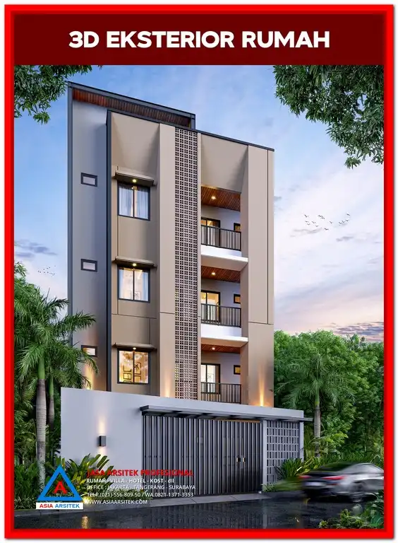 Jasa Desain Rumah Kost Murah Bekasi 2025 – Gambar desain rumah kost modern dan hemat biaya, cocok untuk lahan di kota Bekasi dengan konsep hunian sewa yang efisien.