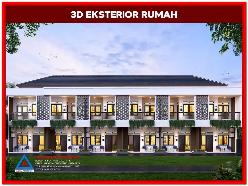 Desain kost sederhana di Bekasi dengan konsep hemat biaya dan tampilan minimalis modern.