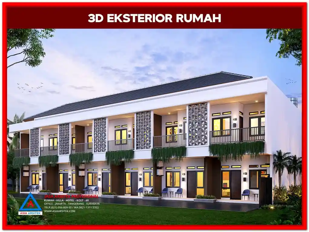 Desain kost sederhana di Bekasi dengan konsep hemat biaya dan tampilan minimalis modern.