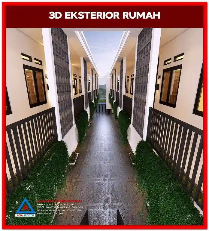 Desain kost sederhana di Bekasi dengan konsep hemat biaya dan tampilan minimalis modern.