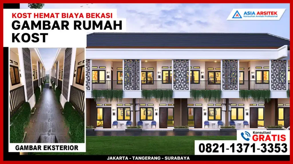 Desain kost sederhana di Bekasi dengan konsep hemat biaya dan tampilan minimalis modern.