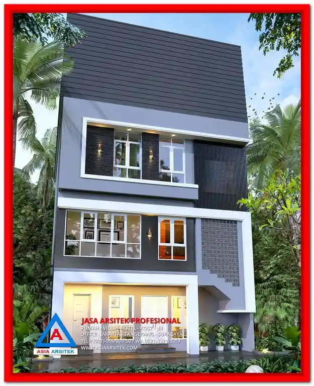 Desain Kost Tanpa DP Besar Di Bekasi – Konsep kost modern 2–4 lantai dengan fasad elegan, memaksimalkan lahan sempit, dan biaya pembangunan terjangkau