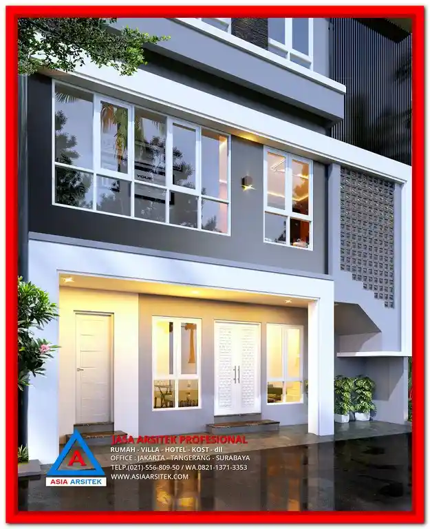 Desain Kost Tanpa DP Besar Di Bekasi – Konsep kost modern 2–4 lantai dengan fasad elegan, memaksimalkan lahan sempit, dan biaya pembangunan terjangkau