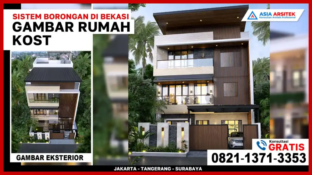 Desain Rumah Kost Sistem Borongan Bekasi – Konsep bangunan kost modern yang dikerjakan dengan sistem borongan untuk efisiensi biaya dan waktu di kota Bekasi.
