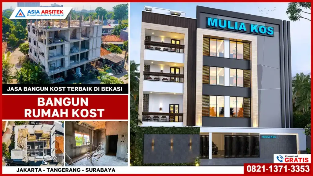 Jasa Bangun Rumah Kost Terbaik di Bekasi – Kontraktor berpengalaman membangun rumah kost modern, rapi, dan fungsional di area strategis Bekasi dengan desain menarik dan fasilitas lengkap.