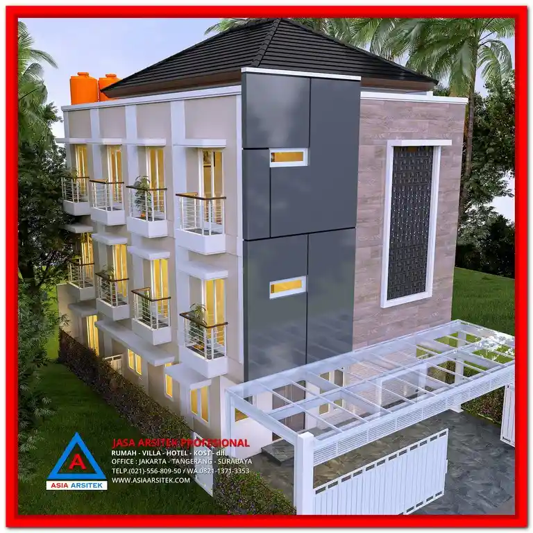 Paket Desain dan Bangun Kost Murah Bekasi – Konsep hunian kost modern yang efisien dan ekonomis, dirancang profesional untuk lahan terbatas dengan fasilitas lengkap dan tata ruang optimal.