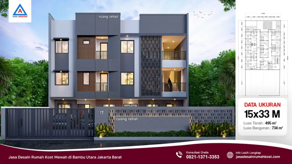 Jasa Desain Rumah Kost Mewah di Bambu Utara Jakarta Barat, jasa desain rumah kost, contoh desain kos kosan, contoh desain kos kosan minimalis, contoh desain kos kosan sederhana, contoh desain rumah kost, contoh desain rumah kost 2 lantai, desain bangunan kost minimalis, asia arsitek jasa arsitek desain rumah villa kost hotel, arsitek rumah kost,