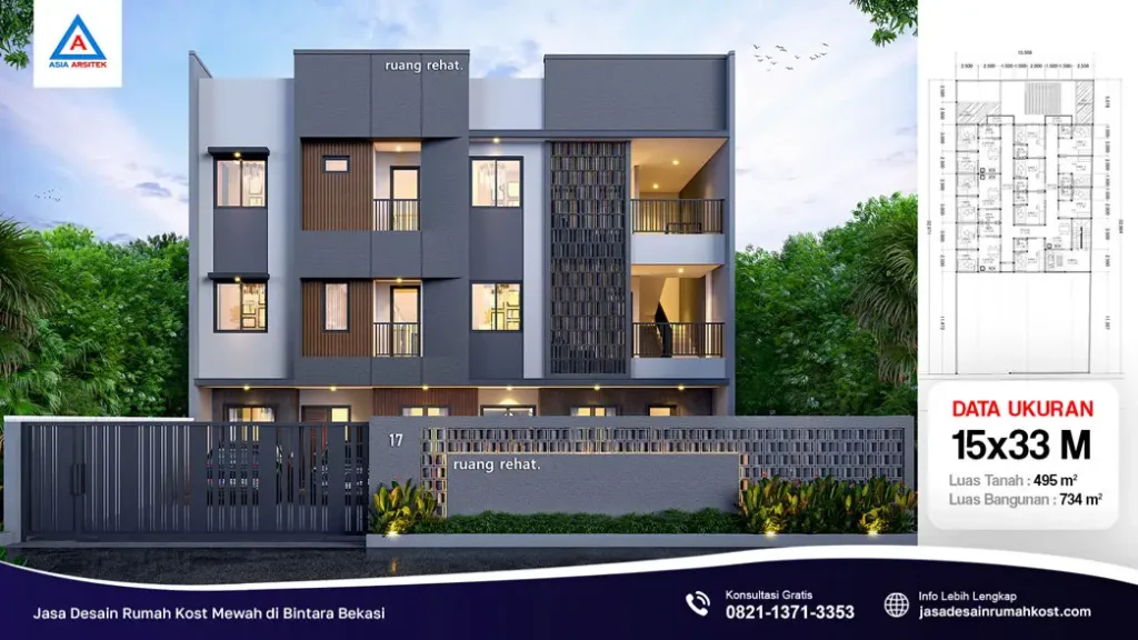 Jasa Desain Rumah Kost Mewah di Bintara Bekasi, jasa desain rumah kost, contoh desain kos kosan, contoh desain kos kosan minimalis, contoh desain kos kosan sederhana, contoh desain rumah kost, contoh desain rumah kost 2 lantai, desain bangunan kost minimalis, asia arsitek jasa arsitek desain rumah villa kost hotel, arsitek rumah kost,