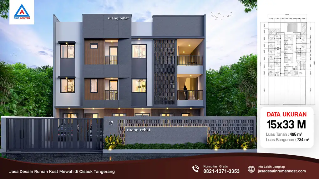 Jasa Desain Rumah Kost Mewah di Cisauk Tangerang, jasa desain rumah kost, contoh desain kos kosan, contoh desain kos kosan minimalis, contoh desain kos kosan sederhana, contoh desain rumah kost, contoh desain rumah kost 2 lantai, desain bangunan kost minimalis, asia arsitek jasa arsitek desain rumah villa kost hotel, arsitek rumah kost,