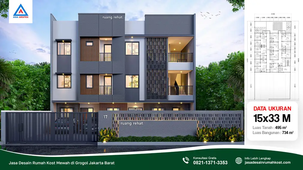 Jasa Desain Rumah Kost Mewah di Grogol Jakarta Barat, jasa desain rumah kost, contoh desain kos kosan, contoh desain kos kosan minimalis, contoh desain kos kosan sederhana, contoh desain rumah kost, contoh desain rumah kost 2 lantai, desain bangunan kost minimalis, asia arsitek jasa arsitek desain rumah villa kost hotel, arsitek rumah kost,