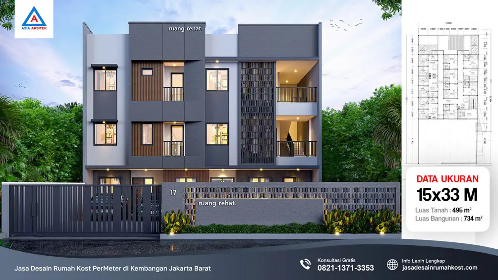 Jasa Desain Rumah Kost PerMeter di Kembangan Jakarta Barat, jasa desain rumah kost, contoh desain kos kosan, contoh desain kos kosan minimalis, contoh desain kos kosan sederhana, contoh desain rumah kost, contoh desain rumah kost 2 lantai, desain bangunan kost minimalis, asia arsitek jasa arsitek desain rumah villa kost hotel, arsitek rumah kost,