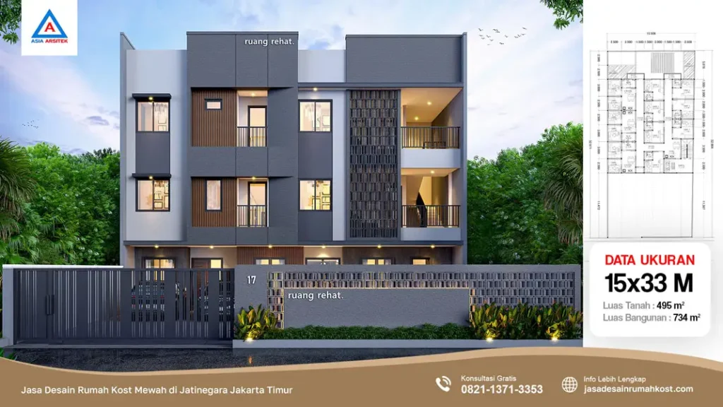 Jasa Desain Rumah Kost Mewah di Jatinegara Jakarta Timur, jasa desain rumah kost, contoh desain kos kosan, contoh desain kos kosan minimalis, contoh desain kos kosan sederhana, contoh desain rumah kost, contoh desain rumah kost 2 lantai, desain bangunan kost minimalis, asia arsitek jasa arsitek desain rumah villa kost hotel, arsitek rumah kost,